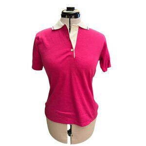 Vintage Koret Short Sleeve Women's Polo Shirt Size Small USA Made Fushia Pink